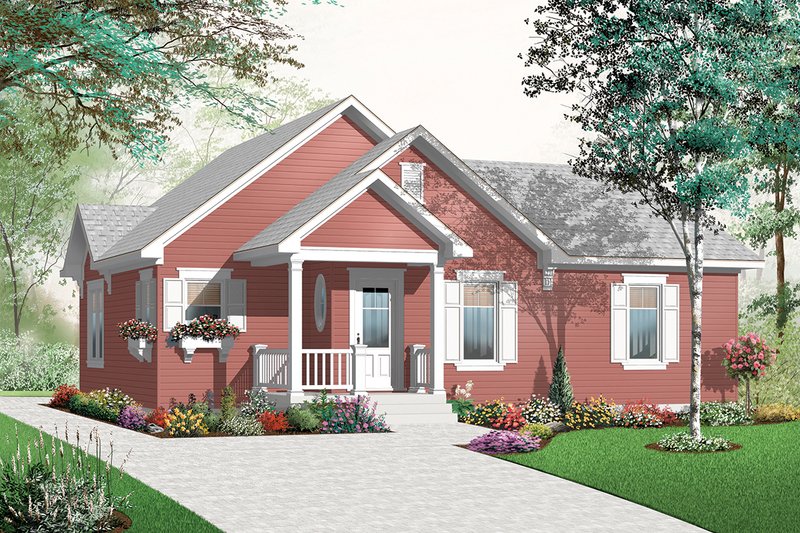 Home Plan - Front View - 1200 square foot cottage home