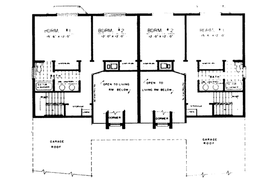 Floor Plan - Upper Floor for Country House Plan #303-205 - 2 bed, 1.5 bath