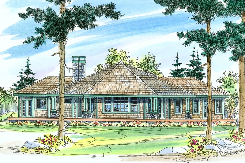 Home Plan - Exterior - Rear Elevation 1 for Ranch House Plan #124-472 - 3 bed, 2 bath