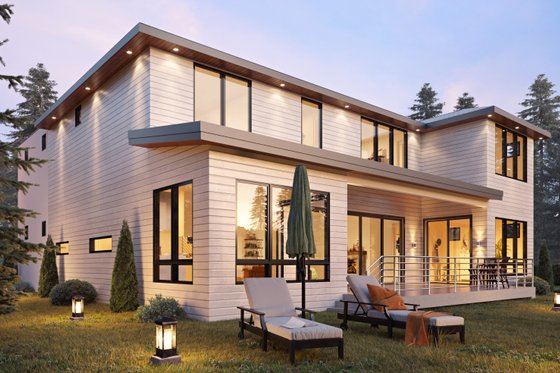 Exterior - Rear Elevation for Contemporary House Plan #1066-173 - 5 bed, 4.5 bath