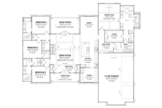 Floor Plan - Main Floor for European House Plan #1096-63 - 4 bed, 3.5 bath
