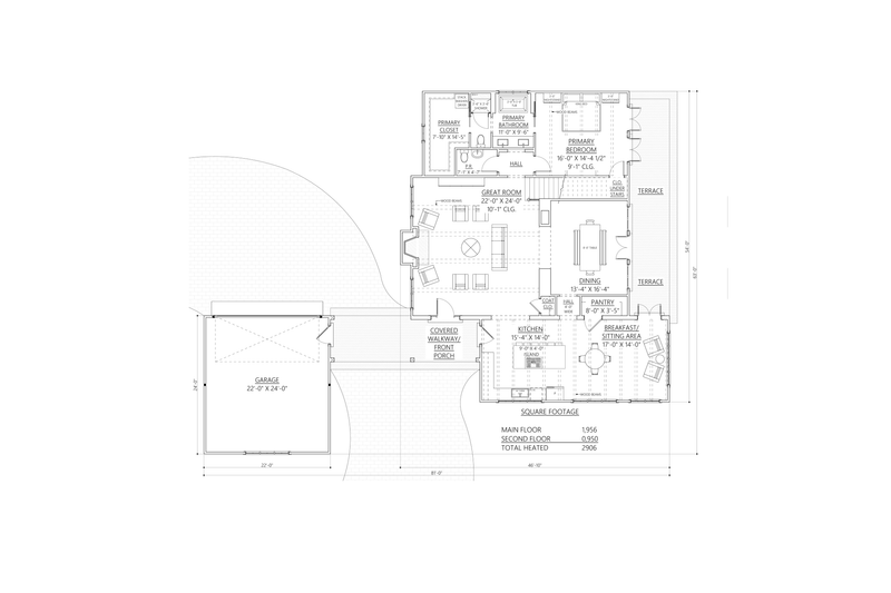 Home Plan - Floor Plan - Main Floor for Cottage House Plan #1094-19 - 4 bed, 3.5 bath