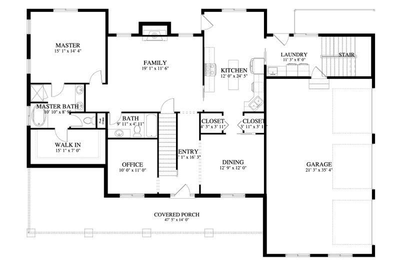 Architectural House Design - Floor Plan - Main Floor for Farmhouse House Plan #1060-368 - 5 bed, 4 bath