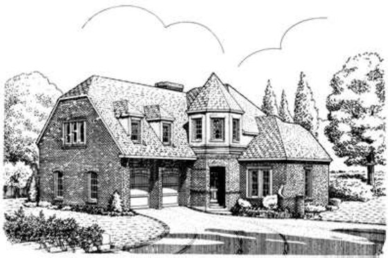 Exterior - Front Elevation for European House Plan #410-160 - 3 bed, 2.5 bath