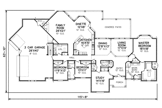 Floor Plan - Main Floor for Traditional House Plan #65-429 - 3 bed, 3 bath