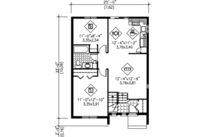 Floor Plan - Main Floor for Cottage House Plan #25-1237 - 2 bed, 1 bath