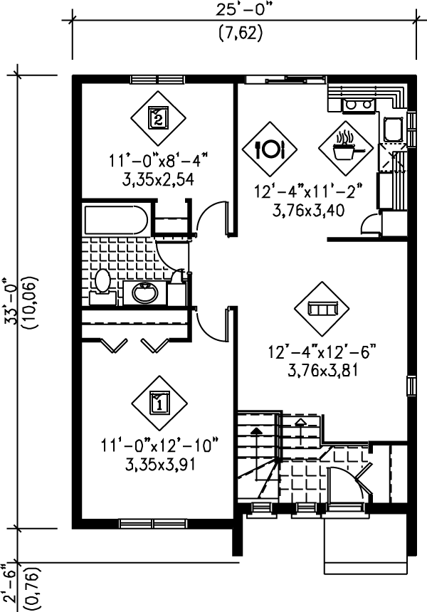 House Blueprint - Cottage Floor Plan - Main Floor Plan #25-1237