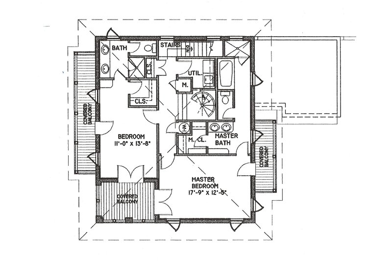 House Plan Design - Floor Plan - Upper Floor for Beach House Plan #536-5 - 3 bed, 4 bath
