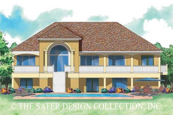 Exterior - Rear Elevation for Mediterranean House Plan #930-150 - 3 bed, 3 bath