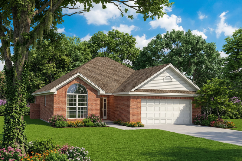 Traditional Style House Plan - 3 Beds 2 Baths 1355 Sq/Ft Plan #17-152 Exterior