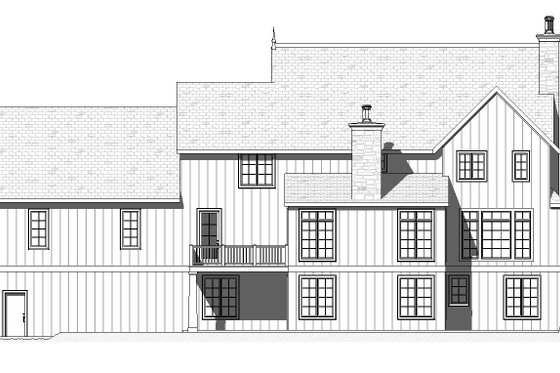 Exterior - Rear Elevation for European House Plan #901-143 - 3 bed, 2.5 bath
