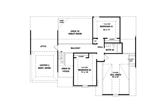 Floor Plan - Upper Floor for Traditional House Plan #81-13891 - 3 bed, 2.5 bath