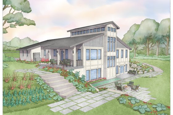 Exterior - Rear Elevation for Modern House Plan #928-351 - 4 bed, 3.5 bath