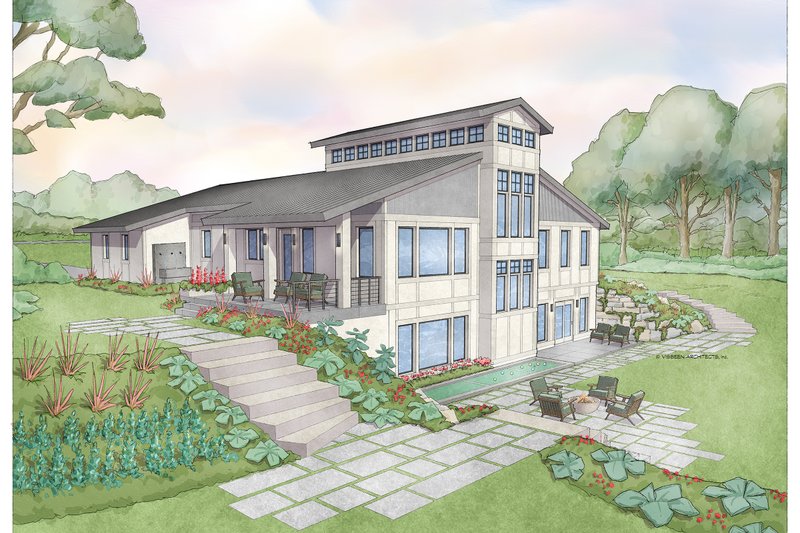 Architectural House Design - Exterior - Rear Elevation for Modern House Plan #928-351 - 4 bed, 3.5 bath