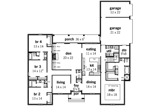 Southern Floor Plan - Main Floor Plan #16-302