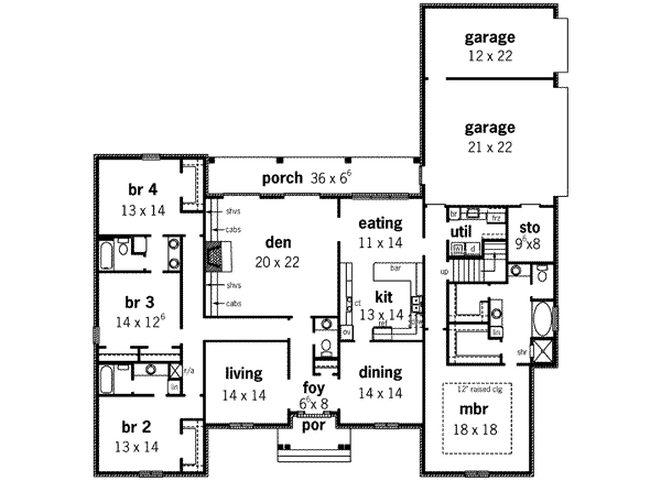 Southern Floor Plan - Main Floor Plan #16-302