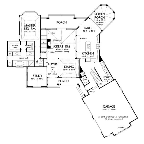 Architectural House Design - Craftsman Floor Plan - Main Floor Plan #929-26