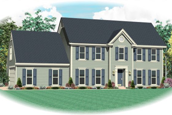 Exterior - Front Elevation for Colonial House Plan #81-13882 - 4 bed, 2.5 bath