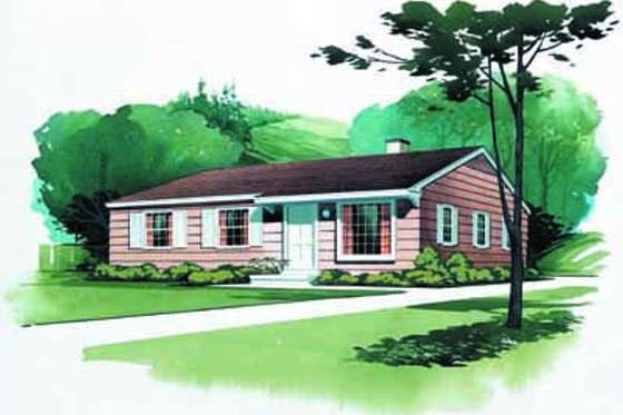 Exterior - Front Elevation 6 for Ranch House Plan #72-101 - 3 bed, 2 bath
