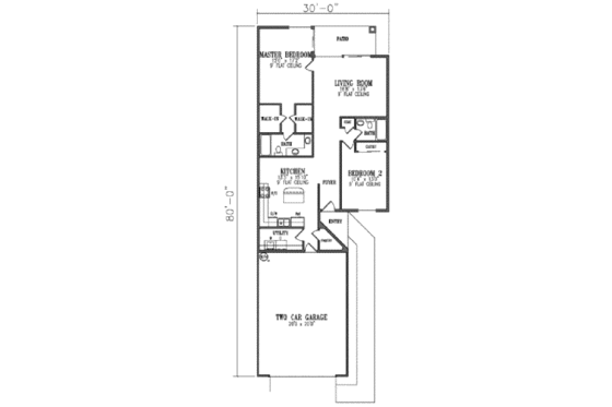 Floor Plan - Main Floor for Adobe / Southwestern House Plan #1-291 - 3 bed, 2 bath