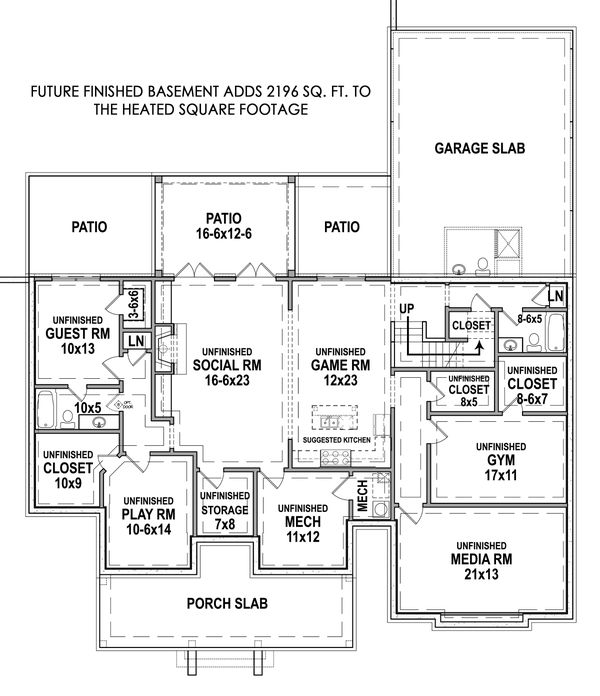 Home Plan - Farmhouse Floor Plan - Lower Floor Plan #119-434