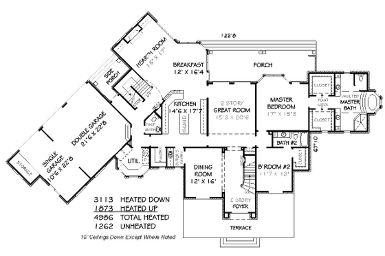 Floor Plan - Main Floor for European House Plan #424-8 - 5 bed, 4.5 bath