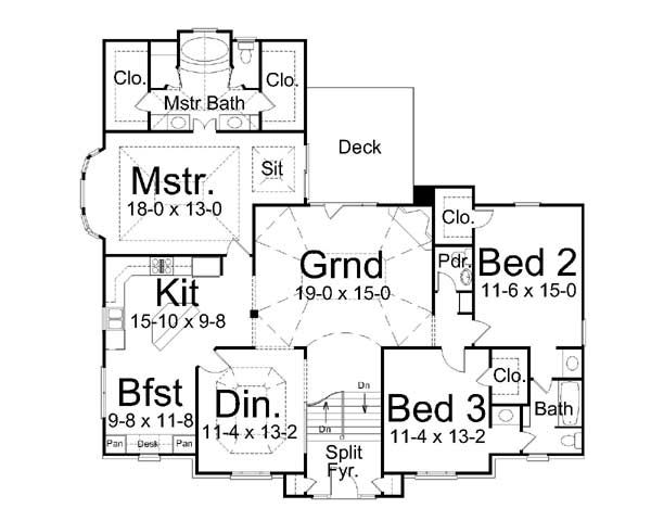 House Plan Design - Colonial Floor Plan - Main Floor Plan #119-265