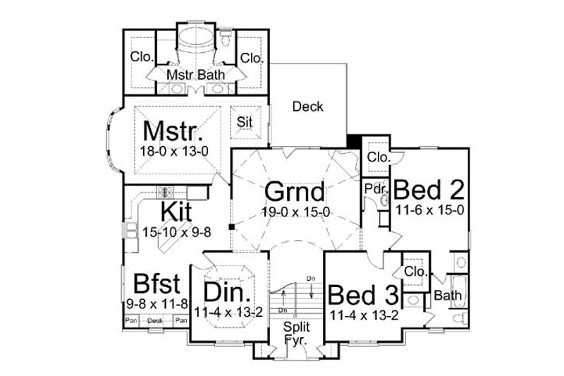Home Plan - Floor Plan - Main Floor for Colonial House Plan #119-265 - 3 bed, 3.5 bath