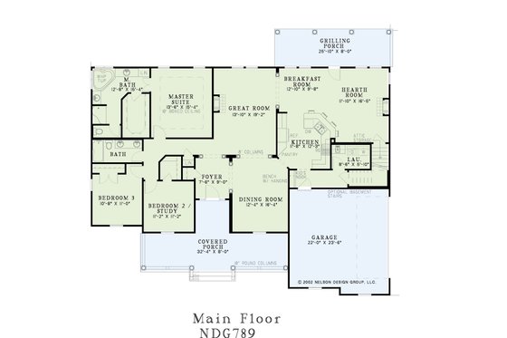 Floor Plan - Main Floor for Country House Plan #17-534 - 3 bed, 2 bath