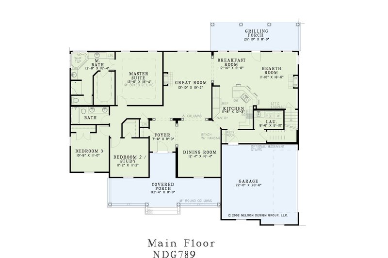 Home Plan - Floor Plan - Main Floor for Country House Plan #17-534 - 3 bed, 2 bath
