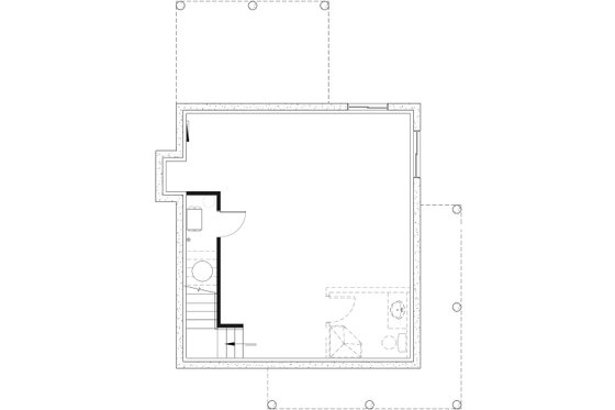 Floor Plan - Lower Floor for Cottage House Plan #23-661 - 2 bed, 2 bath