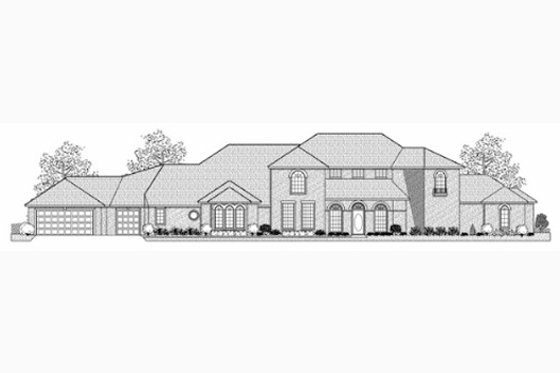 Exterior - Front Elevation for Mediterranean House Plan #65-501 - 4 bed, 4.5 bath