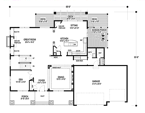 House Plan Design - Craftsman Floor Plan - Main Floor Plan #56-583