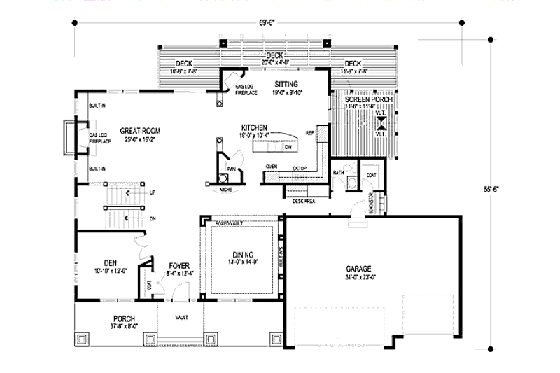 Home Plan - Floor Plan - Main Floor for Craftsman House Plan #56-583 - 4 bed, 3.5 bath