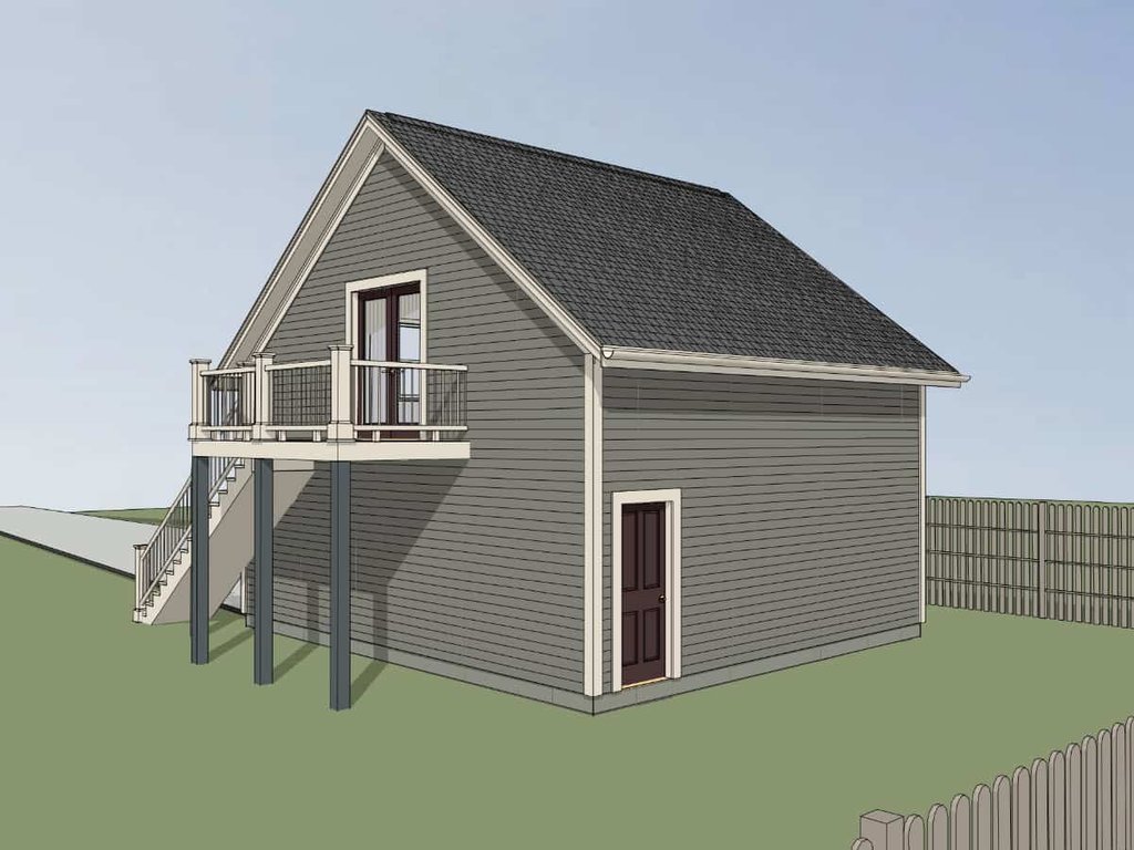 Exterior - Rear Elevation 2 for Traditional House Plan #79-252 - 1 bed, 1 bath