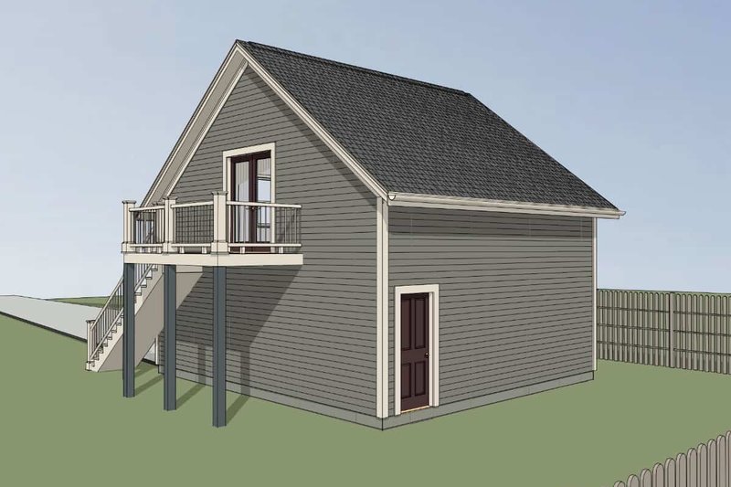Exterior - Rear Elevation 2 for Traditional House Plan #79-252 - 1 bed, 1 bath