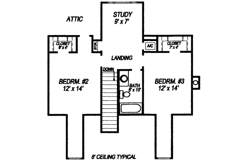 Home Plan - Floor Plan - Upper Floor for Traditional House Plan #14-229 - 3 bed, 2.5 bath