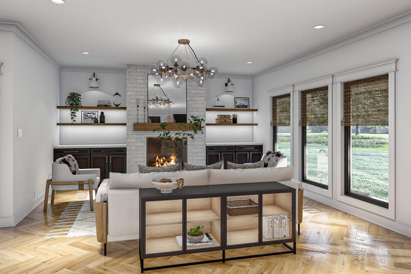 House Blueprint - Interior - Family Room for Modern House Plan #455-615 - 4 bed, 3.5 bath