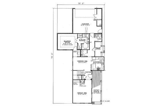 Floor Plan - Main Floor for Southern House Plan #17-272 - 4 bed, 2.5 bath