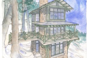 Cabin Exterior - Front Elevation Plan #928-362