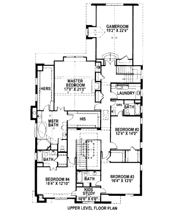 Tudor Floor Plan - Upper Floor Plan #141-339