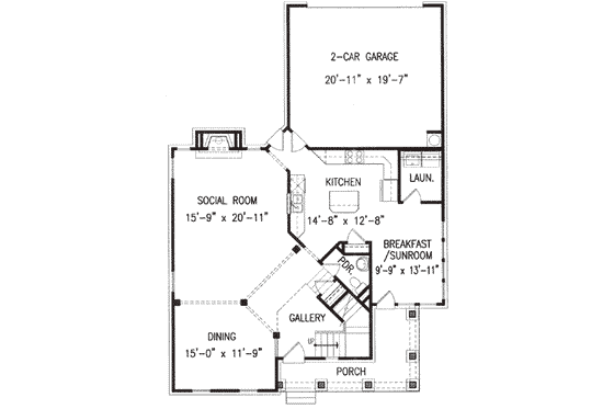 Floor Plan - Main Floor for Cottage House Plan #54-117 - 4 bed, 2.5 bath