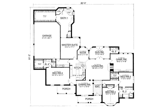 Floor Plan - Main Floor for European House Plan #40-231 - 4 bed, 4 bath