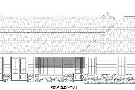 Exterior - Rear Elevation for Country House Plan #932-1229 - 3 bed, 2.5 bath