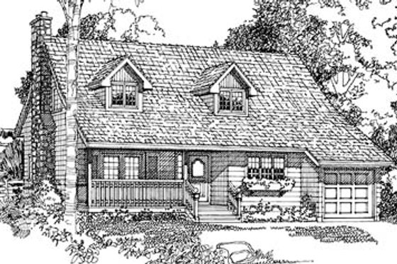 Exterior - Front Elevation for Country House Plan #47-125 - 2 bed, 2 bath