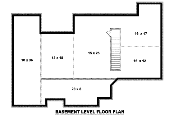 Floor Plan - Lower Floor for Southern House Plan #81-1030 - 3 bed, 2 bath