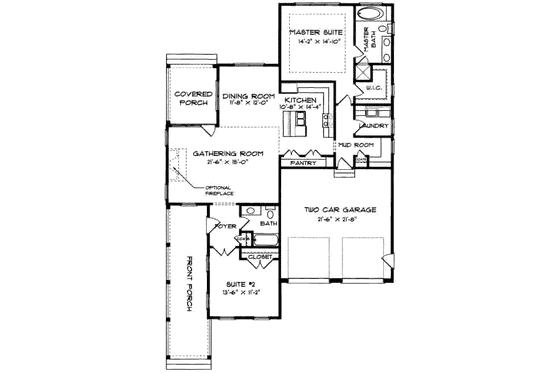 Floor Plan - Main Floor for Victorian House Plan #413-787 - 2 bed, 2 bath