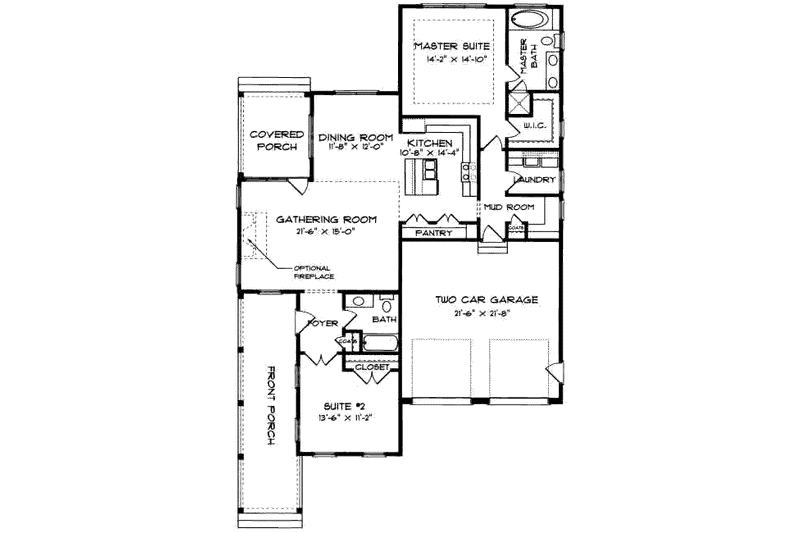 Home Plan - Floor Plan - Main Floor for Victorian House Plan #413-787 - 2 bed, 2 bath