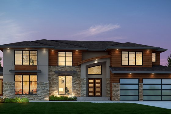 Exterior - Front Elevation 3 for Contemporary House Plan #1066-22 - 4 bed, 5.5 bath