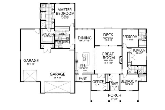 Floor Plan - Main Floor for Farmhouse House Plan #112-310 - 5 bed, 3.5 bath